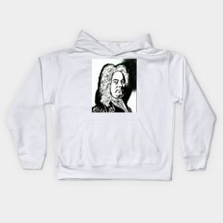 George Frideric Handel Black and White Portrait | George Frideric Handel Artwork 3 Kids Hoodie